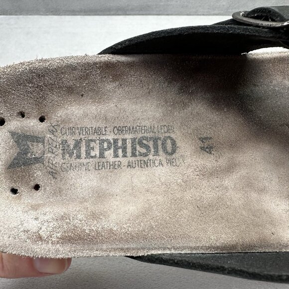 Mephisto Heleonore Womens Size 11 (41) Thong Sandals Black Braided Leather - Picture 8 of 9